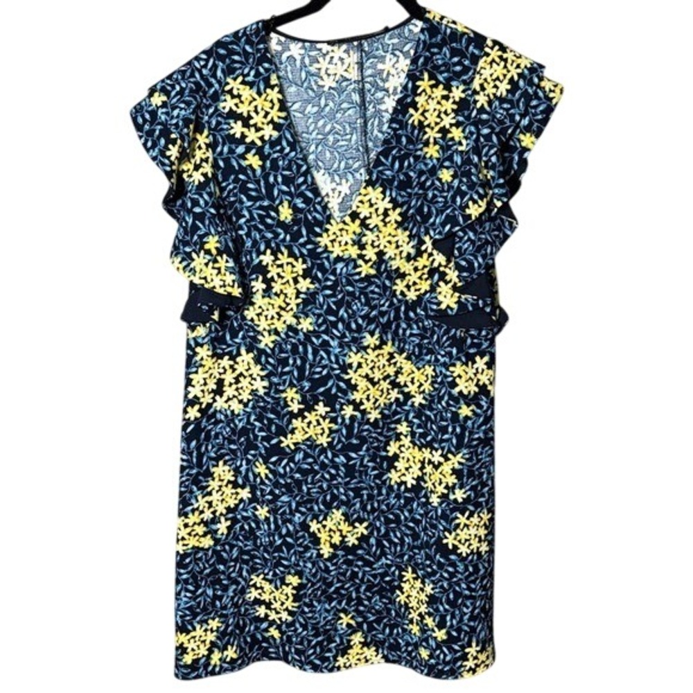 Zara Basic Collection Floral Ruffle Sleeve Mini Dress‎ - Yellow Blue